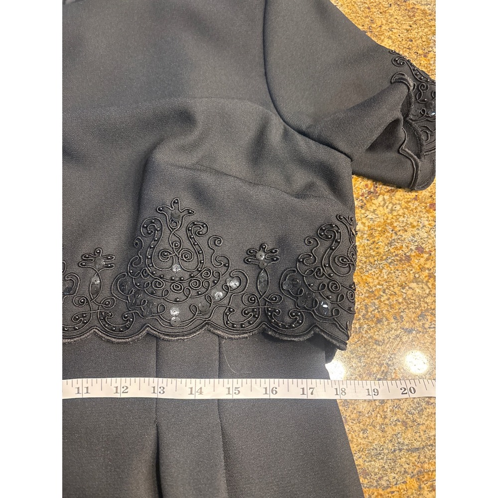 R&M Richards Karen Kwong Black Soutache Sequin Maxi Dress 14 Mother of the Bride - Picture 6 of 7